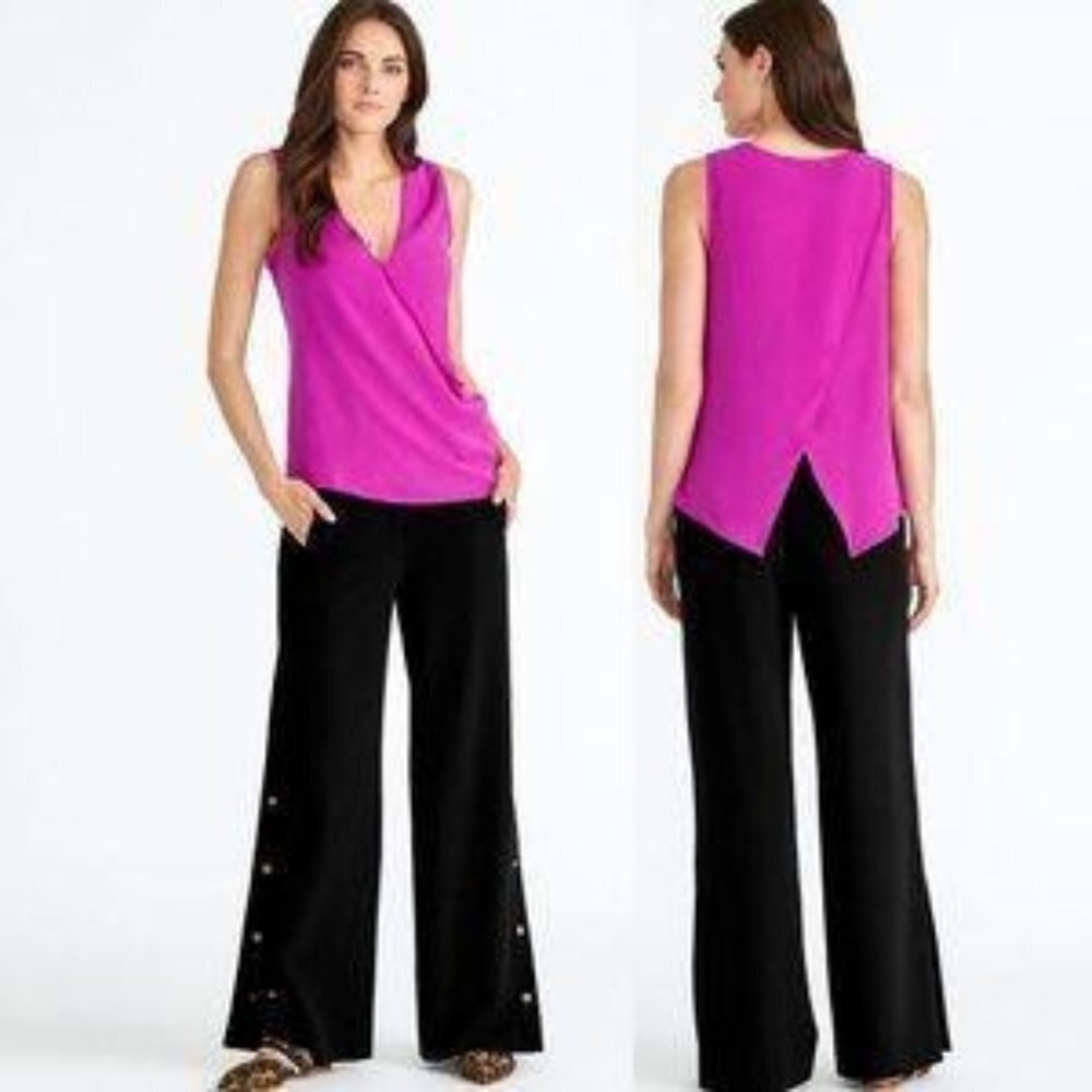 RACHEL Roy NWT CLAIRE TOP Dressy Tank top wrap shirt fuchsia